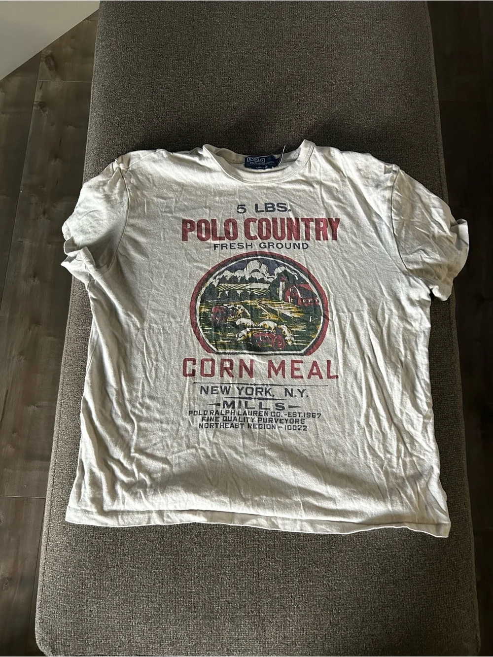 Polo Country Corn Meal Graphic Tee - White with Red/Green Print